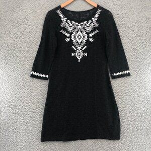 Express Dress Womens Small Black Mini Bodycon Crochet Lace Tribal Aztec Liner